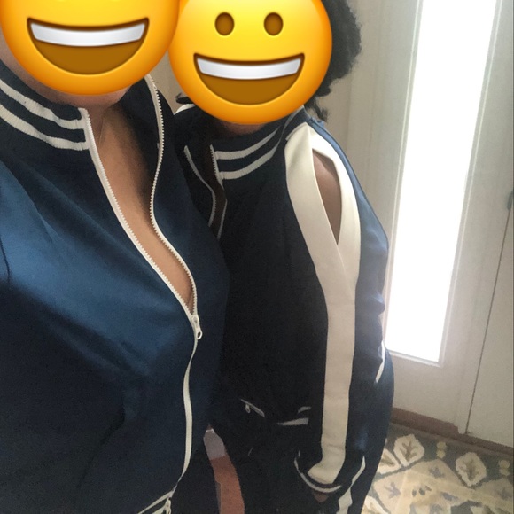 Cold Shoulder Navy Blue Track Suit Set - Picture 8 of 8